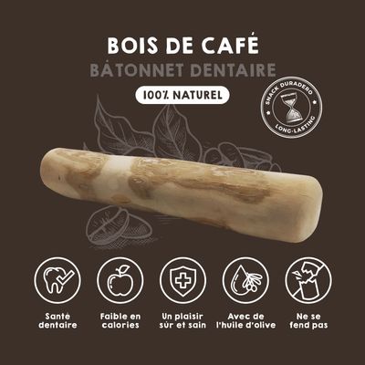 MAIKAI Bâton à Mâcher en Bois de Café - Jouet Naturel pour Chien