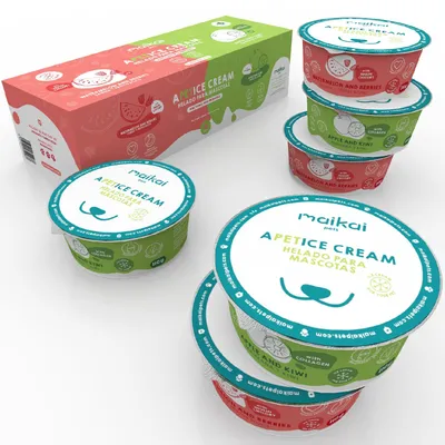 Glaces pour Chien et Chat avec Prébiotiques. Sans lactose. (Lot de 6 x110g)