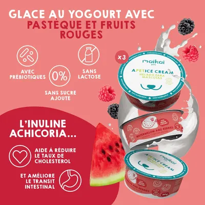 Glaces pour Chien et Chat avec Prébiotiques. Sans lactose. (Lot de 6 x110g)