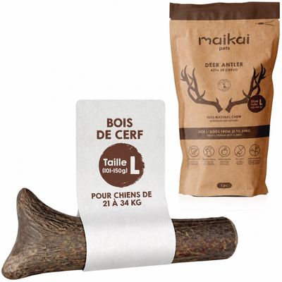 MAIKAI Bois de Cerf pour Chien 100% Naturel - Os à Mâcher - Jouet Résistant