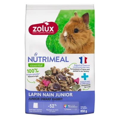 Aliment composé pour lapin nain junior de moins de 6 mois 850 g