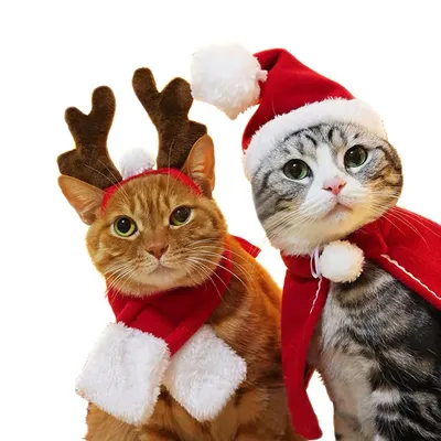 Yutdeng Robe Noel Chat 4 Capes de Noel pour Animal Chapeau de Noel Echarpe Yutdeng Robe Noel Chat 4 Capes de Noel pour Animal Chapeau de Noel Echarpe