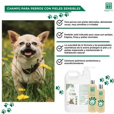 MENFORSAN Shampoing pour chien à l'avoine 1 l pour peaux sensibles