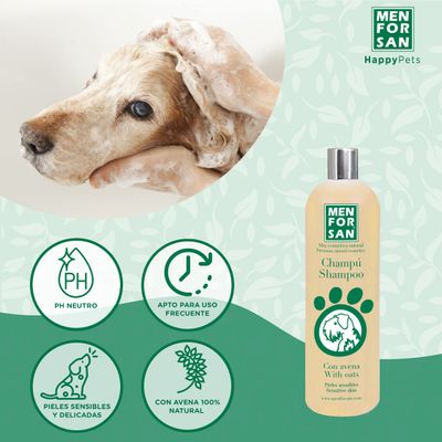 MENFORSAN Shampoing pour chien à l'avoine 1 l pour peaux sensibles