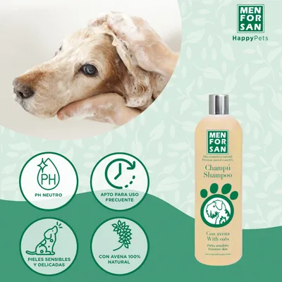 MENFORSAN Shampoing pour chien à l'avoine 1 l pour peaux sensibles