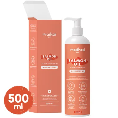 MAIKAI Huile de Saumon Chien et Chat - 100% Naturel - Riche en Omega 3 MAIKAI Huile de Saumon Chien et Chat - 100% Naturel - Riche en Omega 3