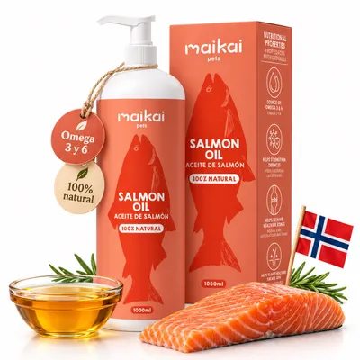 MAIKAI Huile de Saumon Chien et Chat - 100% Naturel - Riche en Omega 3 MAIKAI Huile de Saumon Chien et Chat - 100% Naturel - Riche en Omega 3