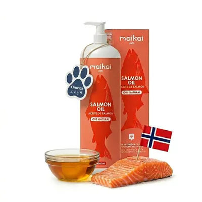 MAIKAI Huile de Saumon Chien et Chat - 100% Naturel - Riche en Omega 3
