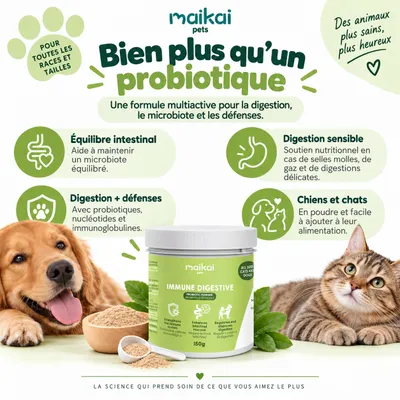 MAIKAI Probiotique naturel Chien et Chat - Système Immunitaire et Diarrhée MAIKAI Probiotique naturel Chien et Chat - Système Immunitaire et Diarrhée