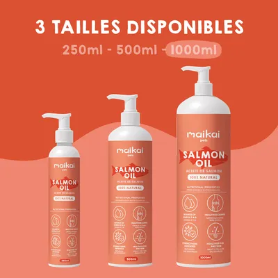 MAIKAI Huile de Saumon Chien et Chat - 100% Naturel - Riche en Omega 3