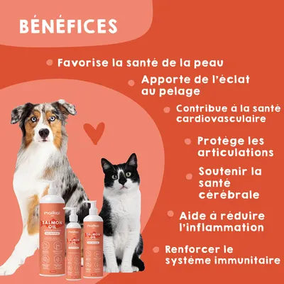 MAIKAI Huile de Saumon Chien et Chat - 100% Naturel - Riche en Omega 3