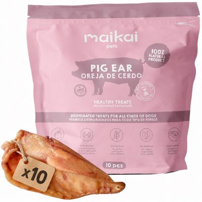 MAIKAI Oreilles de Porc pour Chien - Friandises à Mâcher 100% Naturels