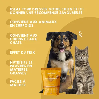 MAIKAI Lot 3 x 100g Poulet Séché - Friandises Chien 100% Naturelles