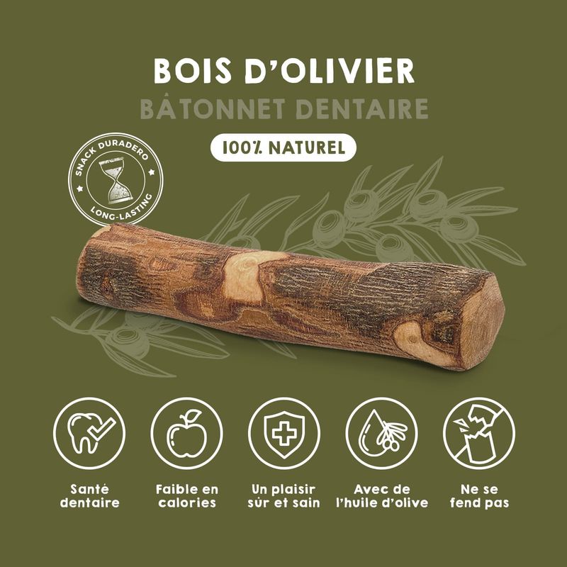MAIKAI Bois Olivier Chien 100% Naturel - Bâton Mastication Chien