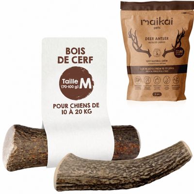 MAIKAI Bois de Cerf pour Chien 100% Naturel - Os à Mâcher - Jouet Résistant