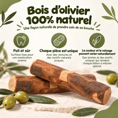 MAIKAI Bois Olivier Chien 100% Naturel - Bâton Mastication Chien