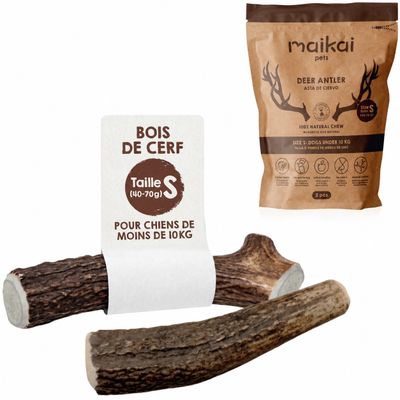 MAIKAI Bois de Cerf pour Chien 100% Naturel - Os à Mâcher - Jouet Résistant