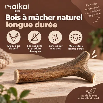 Bois de Cerf pour Chien 100% Naturel - Os à Mâcher - Jouet Résistant