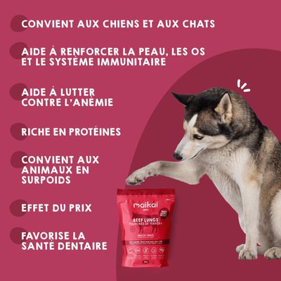 MAIKAI Lot 3 Poumons de Boeuf séché - Friandises Naturelles