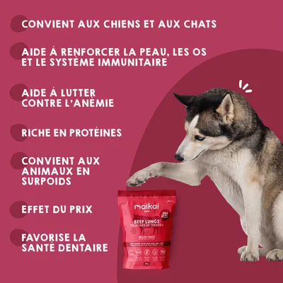 MAIKAI Lot 3 Poumons de Boeuf séché - Friandises Naturelles