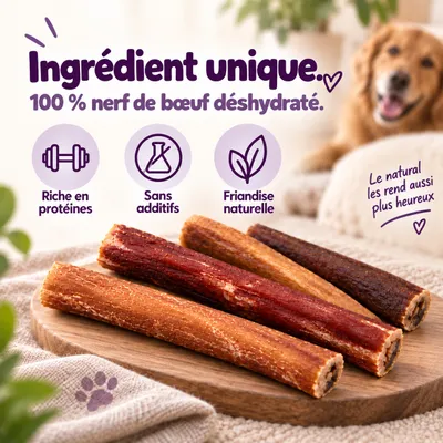 MAIKAI Nerfs de Bœuf Séché pour Chien - Friandises à Mâcher 100% Naturels