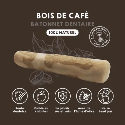 MAIKAI Bâton à Mâcher en Bois de Café - Jouet Naturel pour Chien