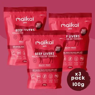 MAIKAI Lot 3 Foies de Boeuf Séchés - Friandises pour Chiens 100% Naturels MAIKAI Lot 3 Foies de Boeuf Séchés - Friandises pour Chiens 100% Naturels