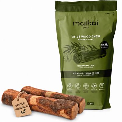 MAIKAI Bois Olivier Chien 100% Naturel - Bâton Mastication Chien
