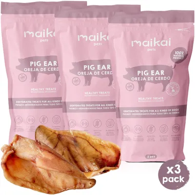 MAIKAI Oreilles de Porc pour Chien - Friandises à Mâcher 100% Naturels