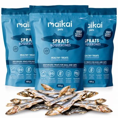 MAIKAI Lot 3 Poissons Séchés - Friandises Naturelles pour Chiens et Chats.