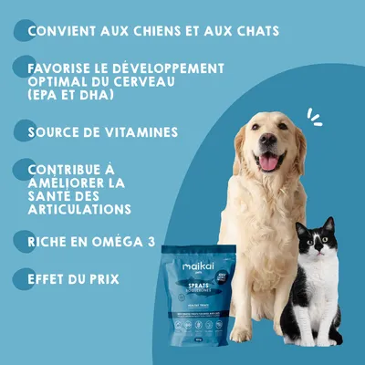 MAIKAI Lot 3 Poissons Séchés - Friandises Naturelles pour Chiens et Chats.