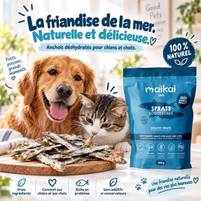 MAIKAI Lot 3 Poissons Séchés - Friandises Naturelles pour Chiens et Chats.