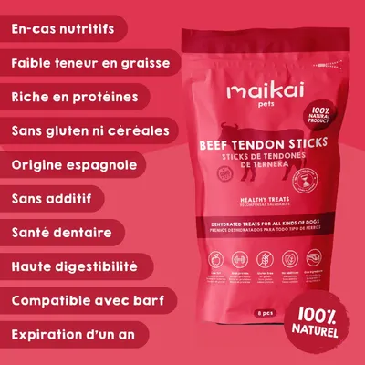 MAIKAI Tendons de Boeuf pour Chiens - Friandise Naturel MAIKAI Tendons de Boeuf pour Chiens - Friandise Naturel