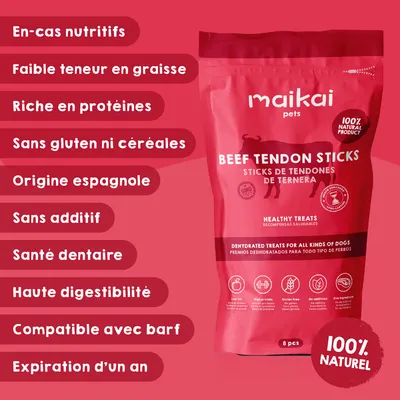 MAIKAI Tendons de Boeuf pour Chiens - Friandise Naturel