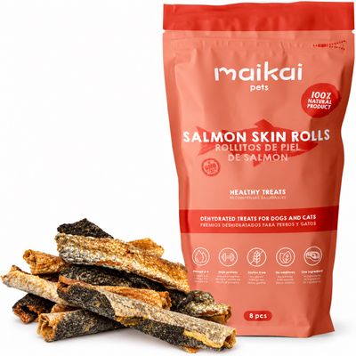 MAIKAI Bâtonnets en Peau de Saumon pour Chiens et Chats - 100% Naturels