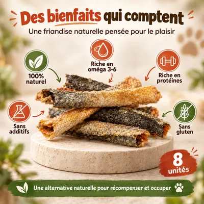 MAIKAI Bâtonnets en Peau de Saumon pour Chiens et Chats - 100% Naturels MAIKAI Bâtonnets en Peau de Saumon pour Chiens et Chats - 100% Naturels
