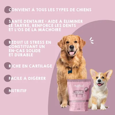 MAIKAI Oreilles de Porc pour Chien - Friandises à Mâcher 100% Naturels