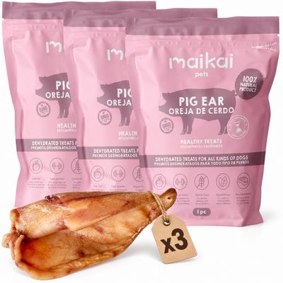 MAIKAI Oreilles de Porc pour Chien - Friandises à Mâcher 100% Naturels