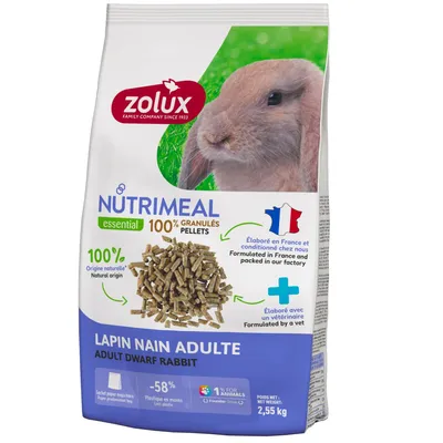 zolux - Granulés pour lapin nain adulte (6 mois et plus) sac de 2.55 kg