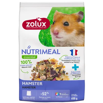 Aliment complet pour hamster, mélange de granulés, flocons et légumineuses Aliment complet pour hamster, mélange de granulés, flocons et légumineuses