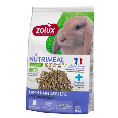 Granulés pour lapin nain adulte (6 mois et plus) sachet de 850 g