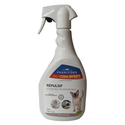 Répulsif d'Intérieur et d'extérieur spray de 750 ml + 250 ml,  Pour Chats