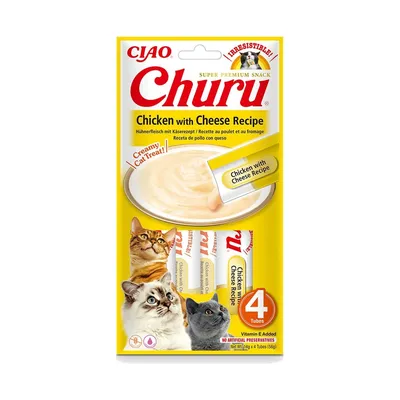 Inaba Churu Puré Pollo con Queso Snack Cremoso para gatos