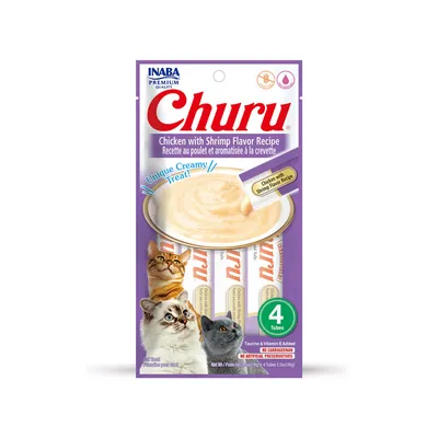 INABA FOODS – Churu Poulet & Crevettes – Sticks crémeux pour chat