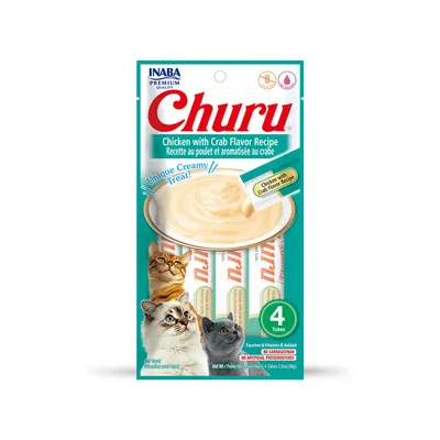 INABA FOODS – Churu Poulet & Crabe – Sticks crémeux pour chat