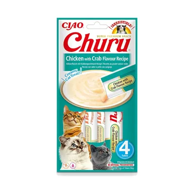 Inaba Churu Puré Pollo con Cangrejo Snack Cremoso para gatos