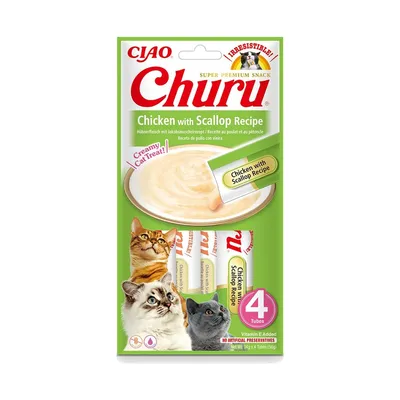 Inaba Churu Puré Pollo con Vieira Snack Cremoso para gatos Inaba Churu Puré Pollo con Vieira Snack Cremoso para gatos