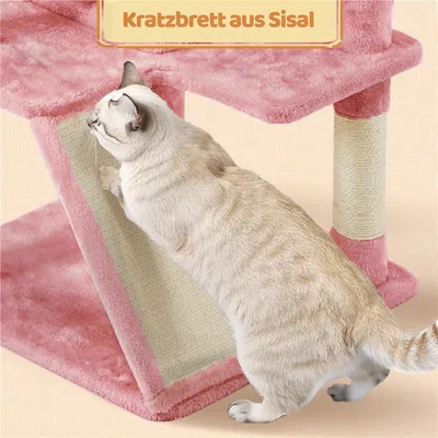 Kratzbaum 146 cm Katzenbaum mit 2 Katzenhöhlen & 3 Aussichtsplattformen