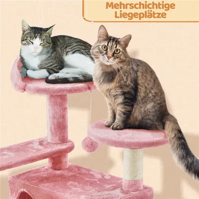 Kratzbaum 146 cm Katzenbaum mit 2 Katzenhöhlen & 3 Aussichtsplattformen