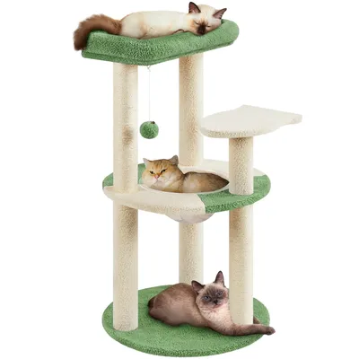 Arbre à Chat Bois Griffoirs Océan Perchoir Poisson Panier Transparent Boule